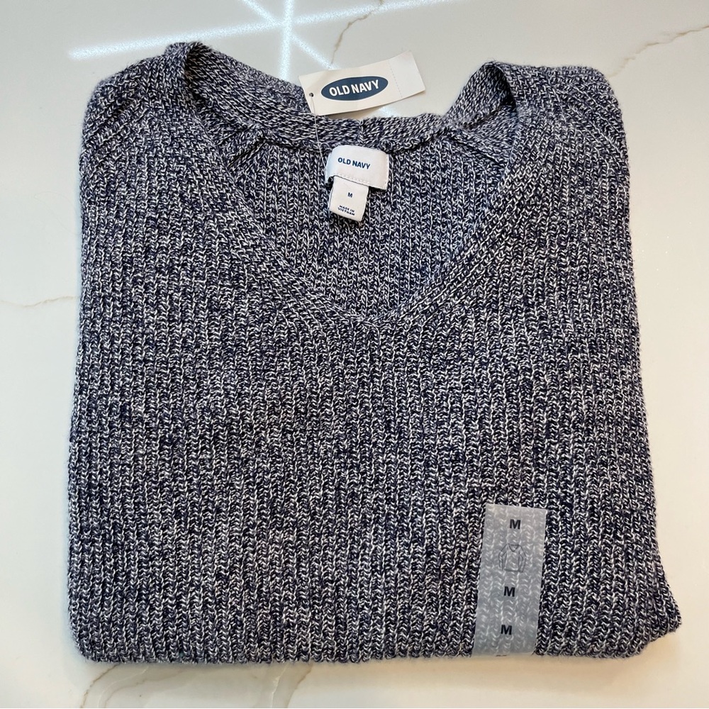 NWT Heathered Blue V-Neck Sweater